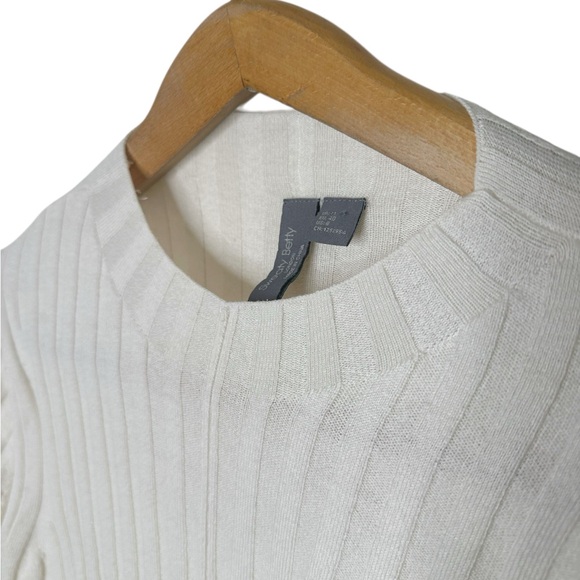 Sweaty Betty Willow Sweater Ruched Stripe Sleeves Rib Knit Size 8 Wool Blend - Picture 8 of 10